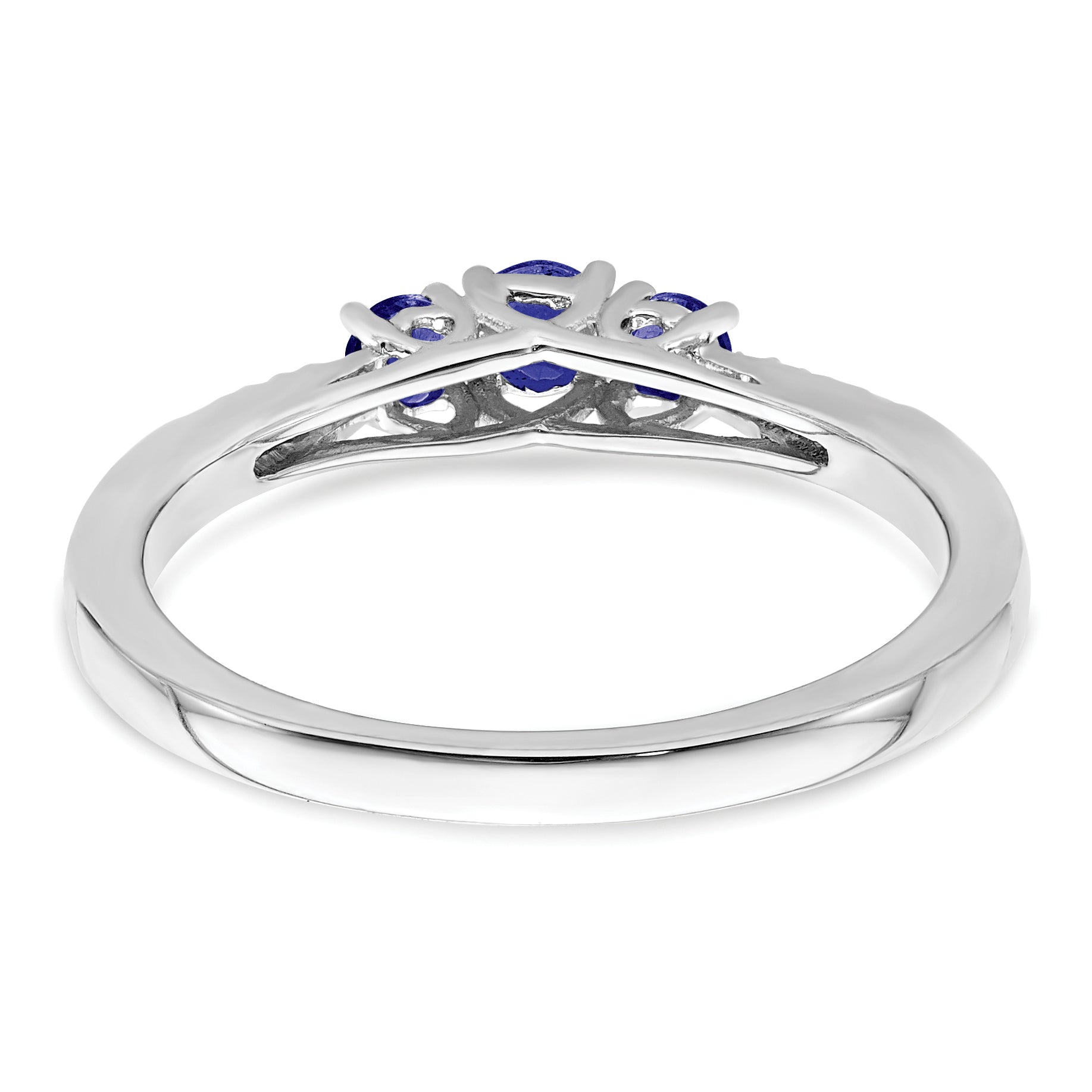 14k White Gold Sapphire and Diamond 3-stone Ring