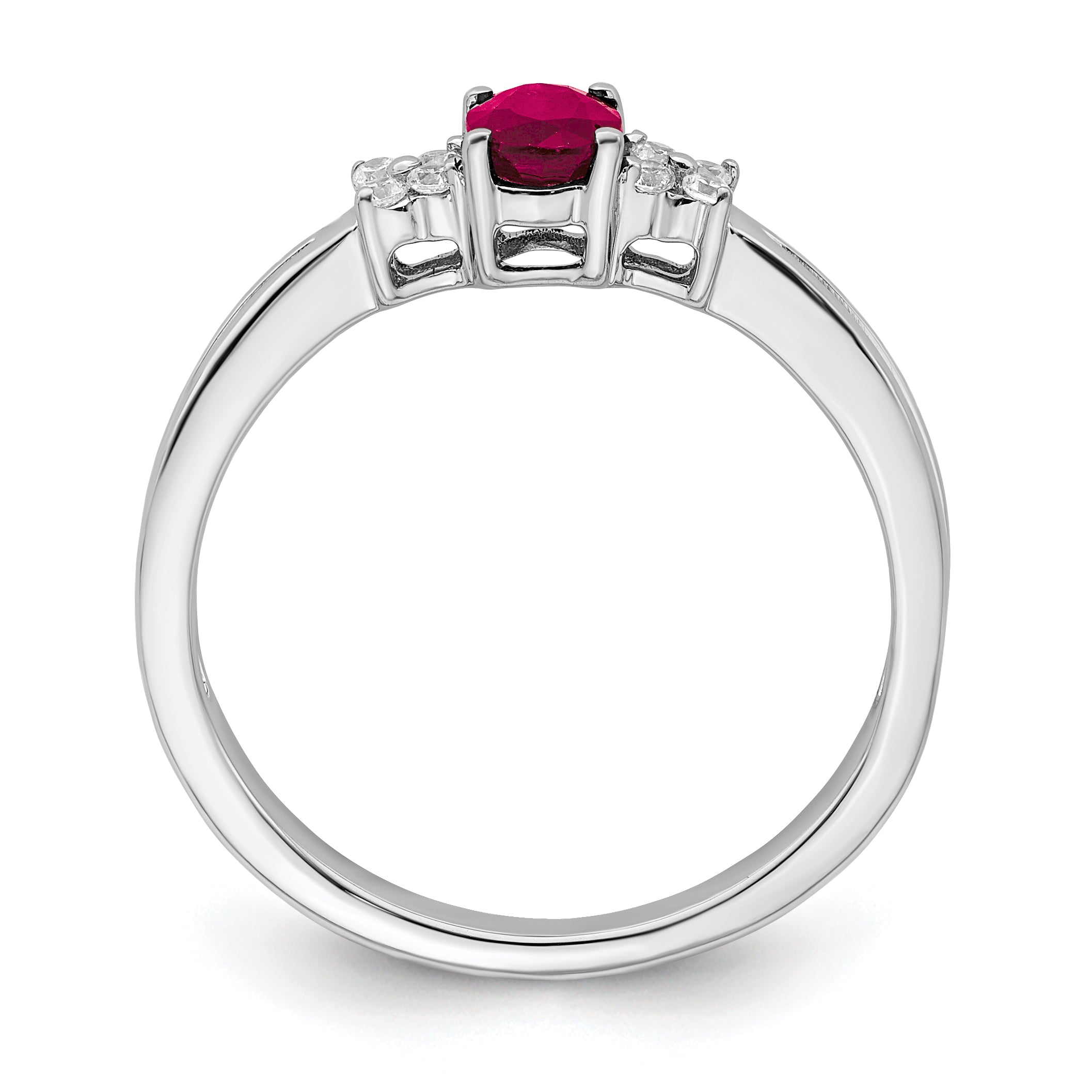 14k White Gold Oval Ruby and Diamond Ring