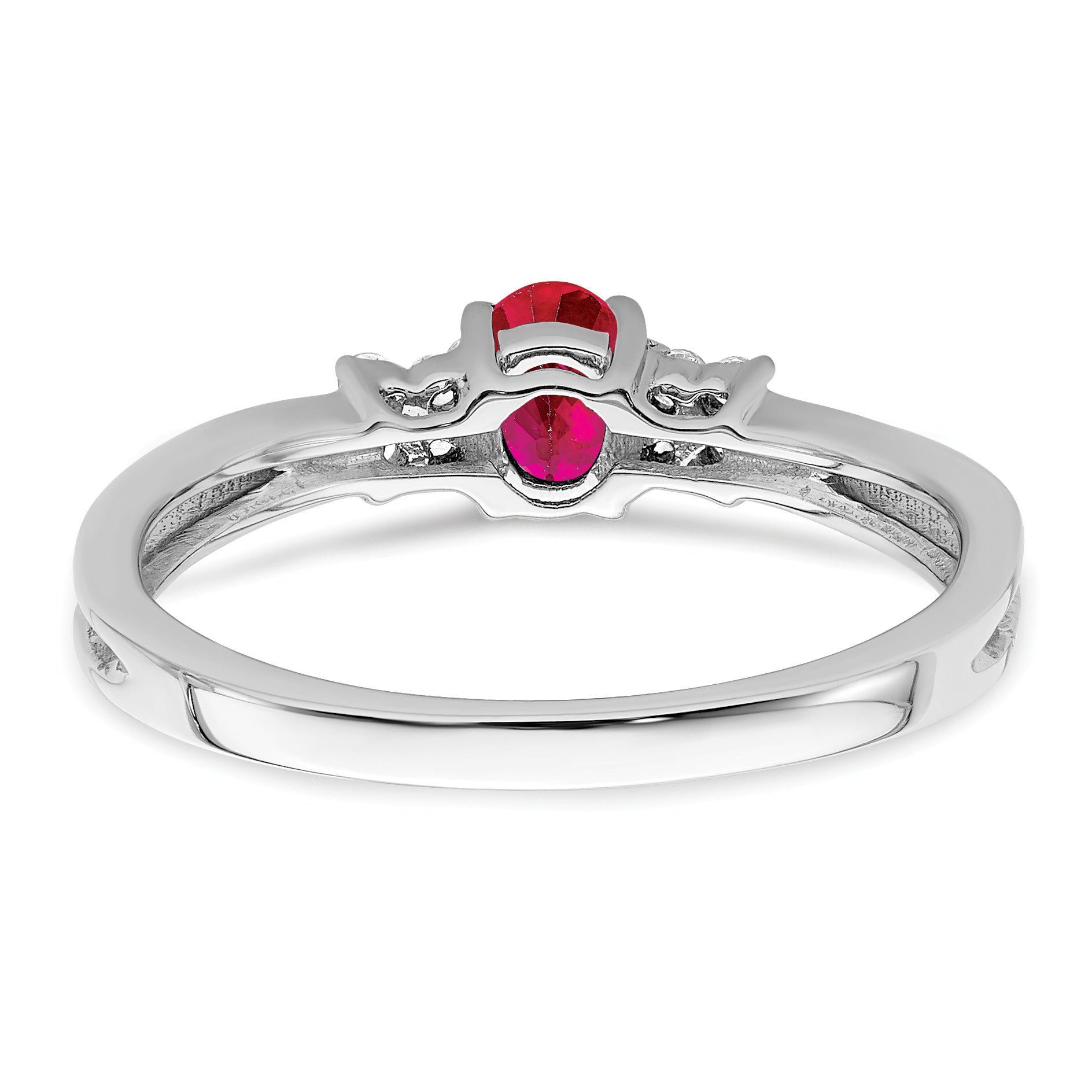 14k White Gold Oval Ruby and Diamond Ring