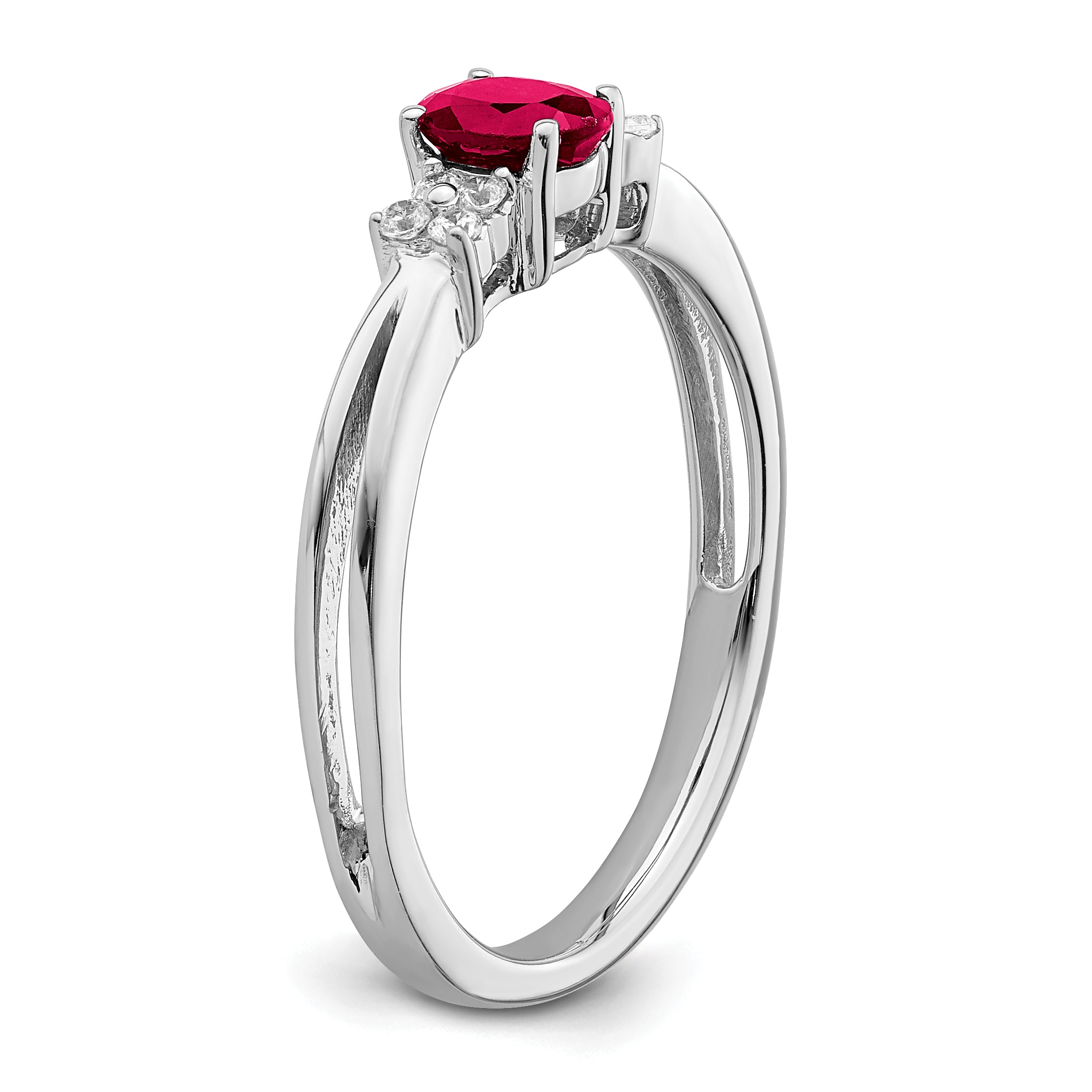 14k White Gold Oval Ruby and Diamond Ring