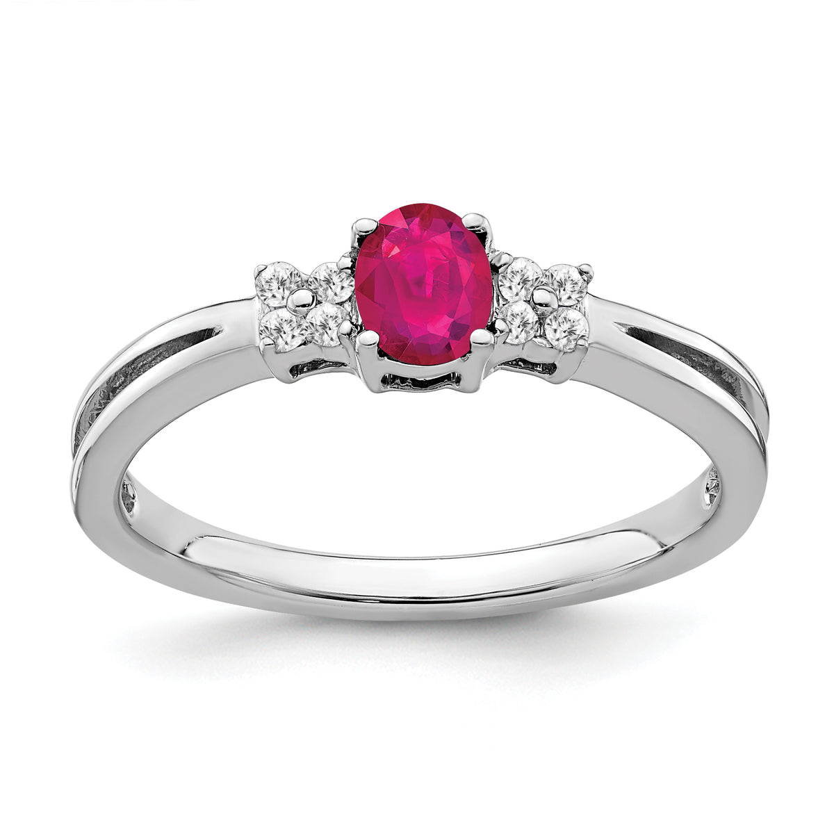 14k White Gold Oval Ruby and Diamond Ring