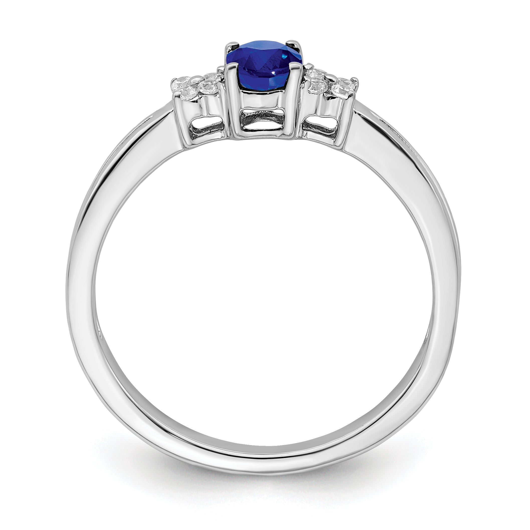 14k White Gold Oval Sapphire and Diamond Ring