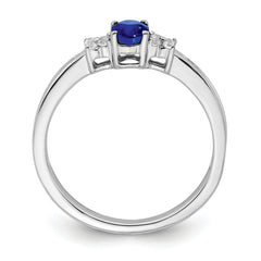 14k White Gold Oval Sapphire and Diamond Ring