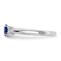 14k White Gold Oval Sapphire and Diamond Ring