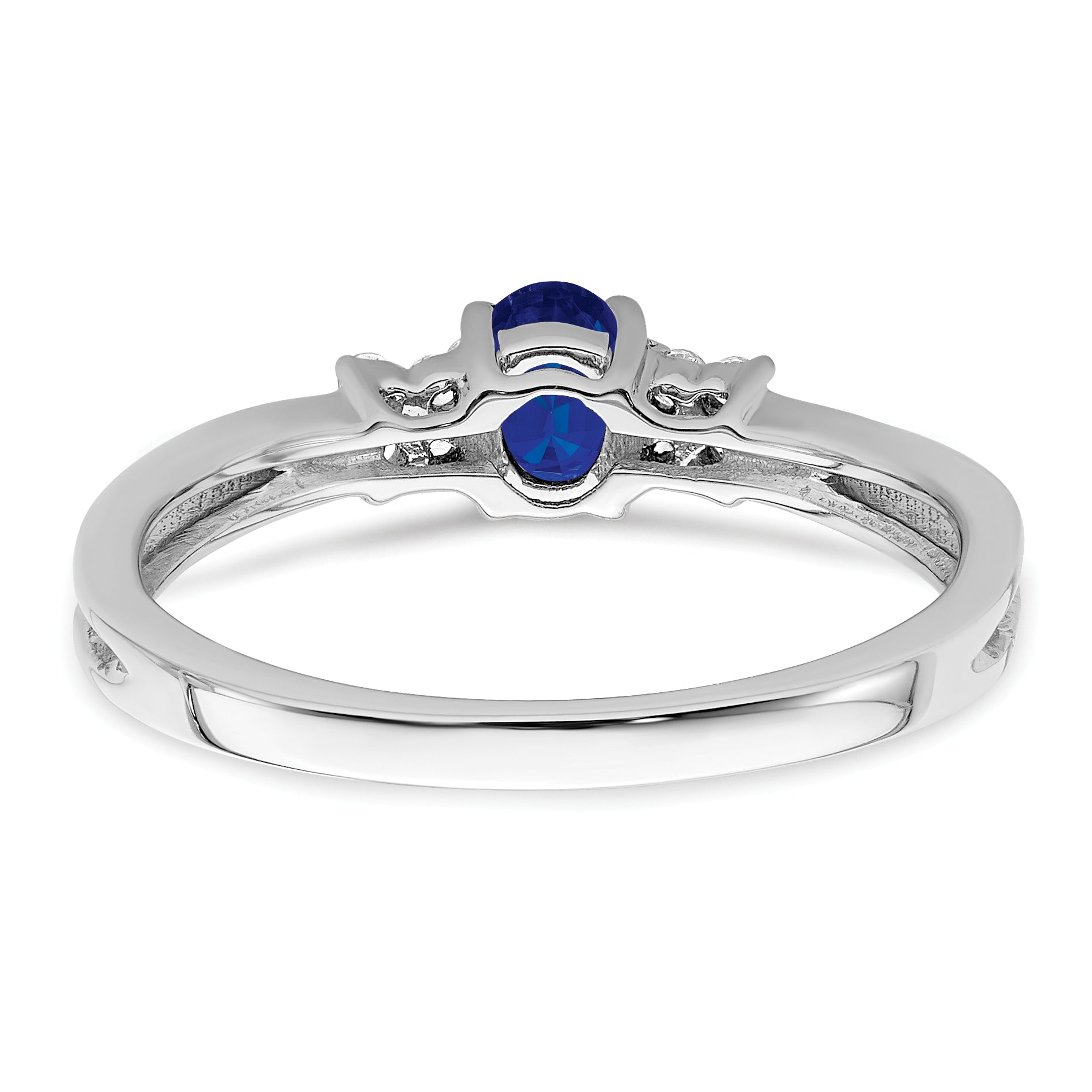 14k White Gold Oval Sapphire and Diamond Ring