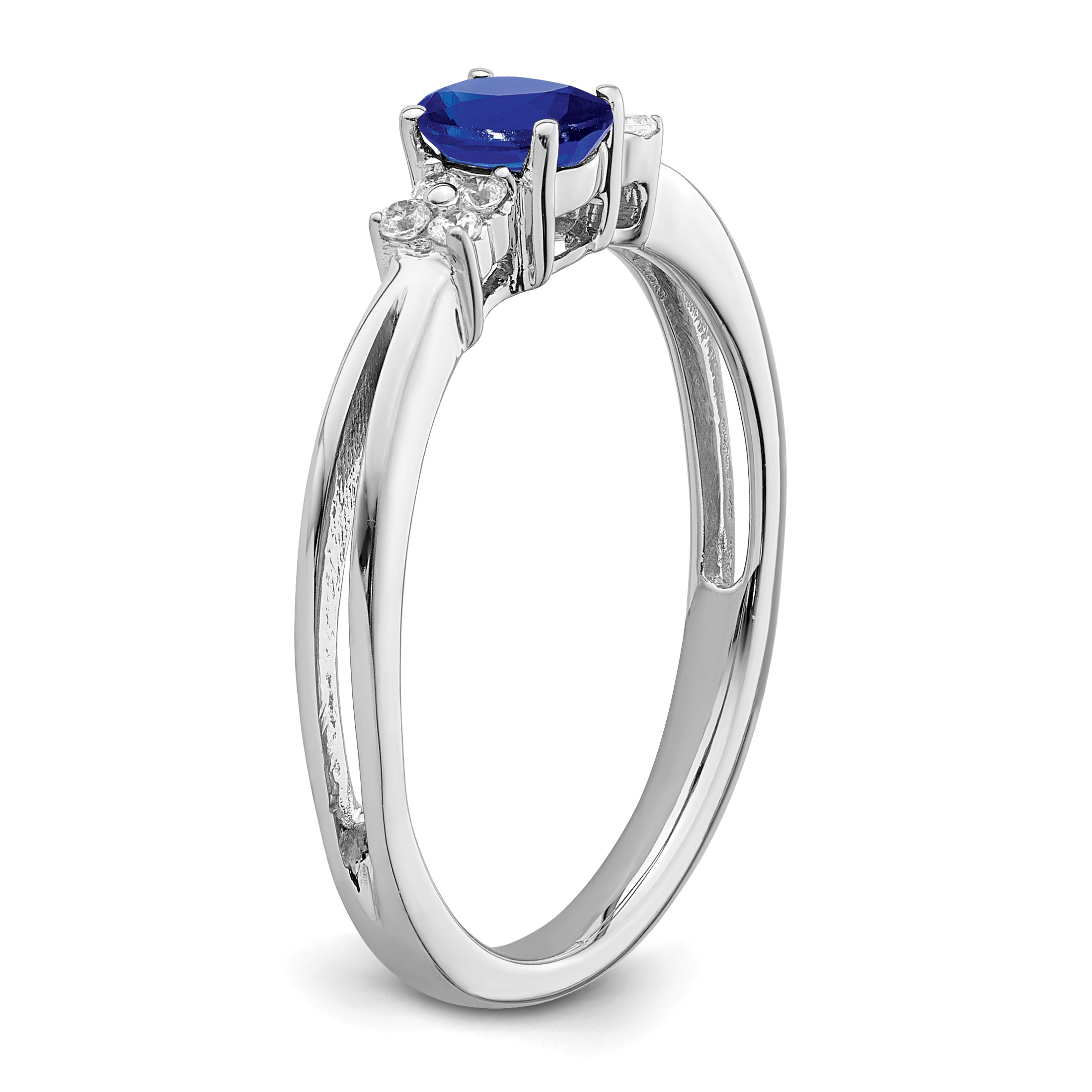 14k White Gold Oval Sapphire and Diamond Ring