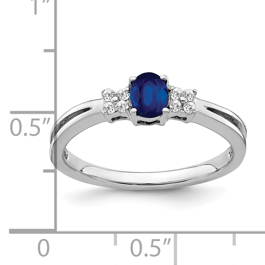 14k White Gold Oval Sapphire and Diamond Ring