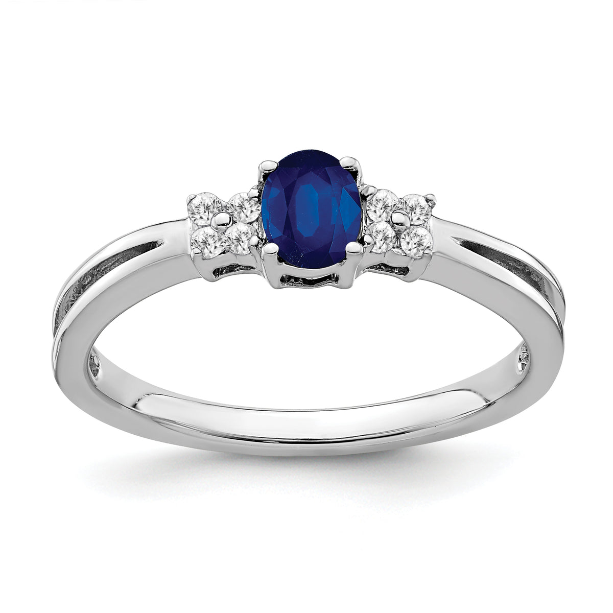 14k White Gold Oval Sapphire and Diamond Ring