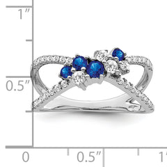 14k White Gold Sapphire and Diamond Ring