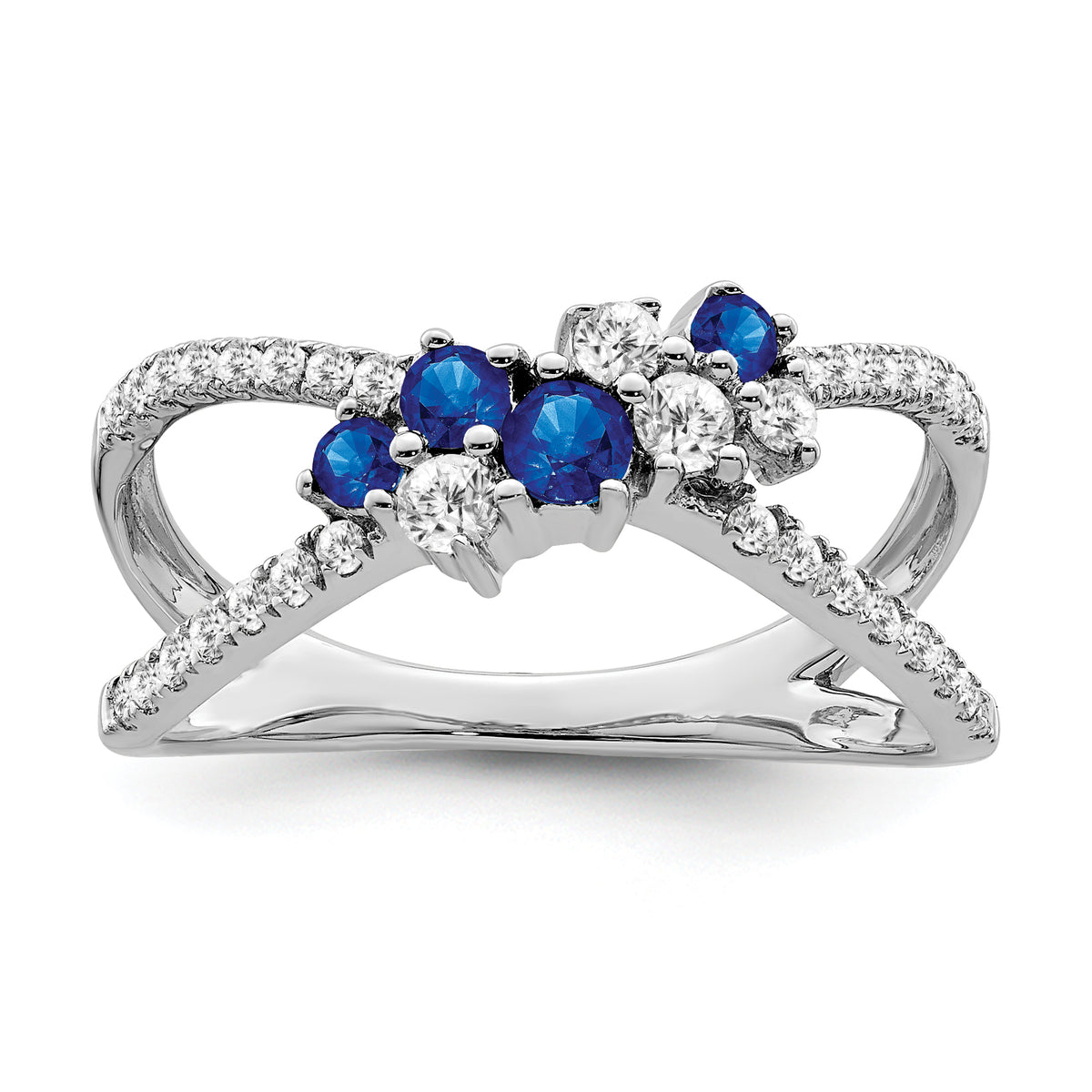 14k White Gold Sapphire and Diamond Ring