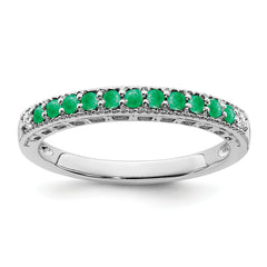 10K White Gold Emerald and Diamond Band