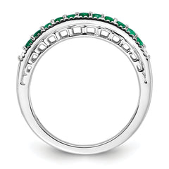 14k White Gold Emerald and Diamond Band