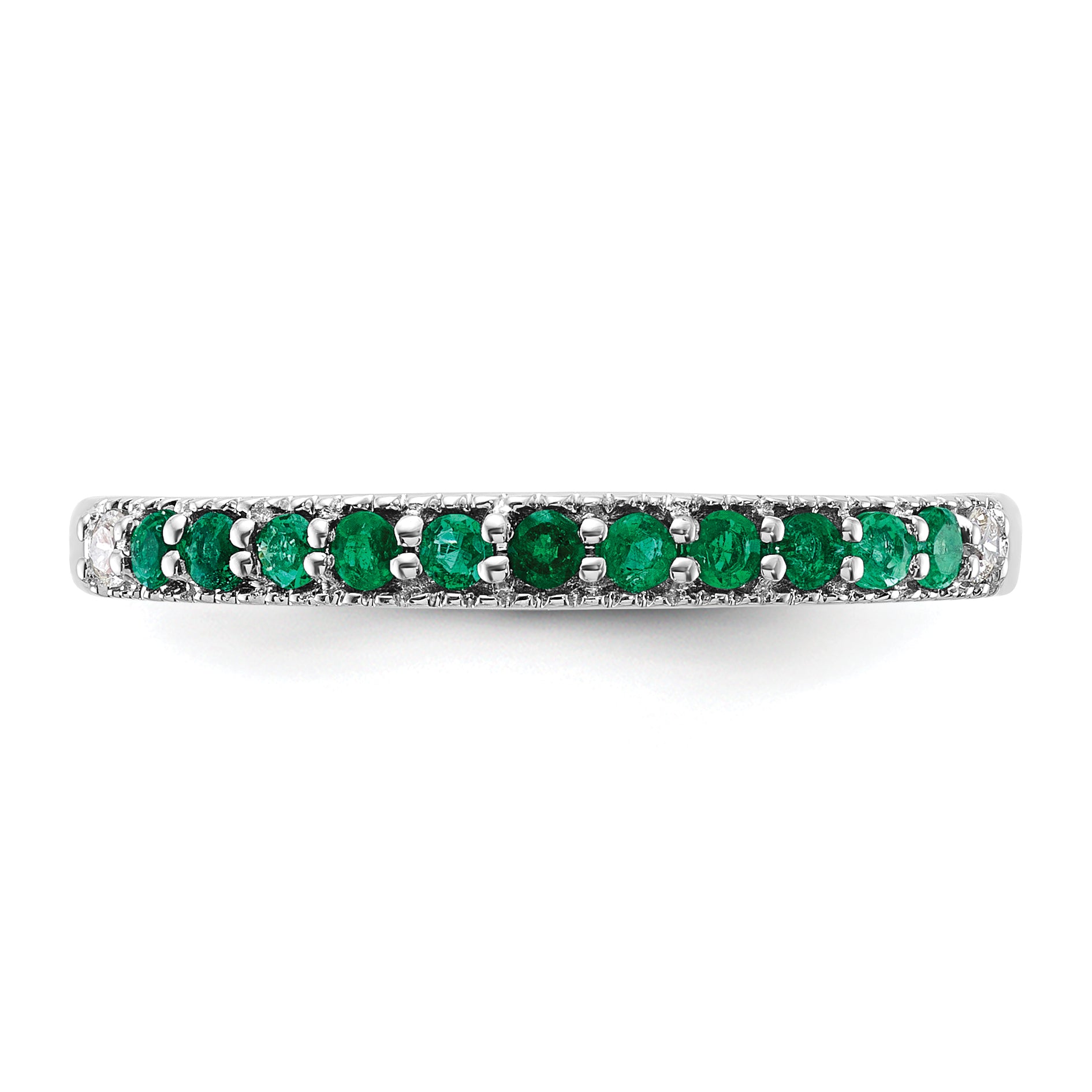 14k White Gold Emerald and Diamond Band