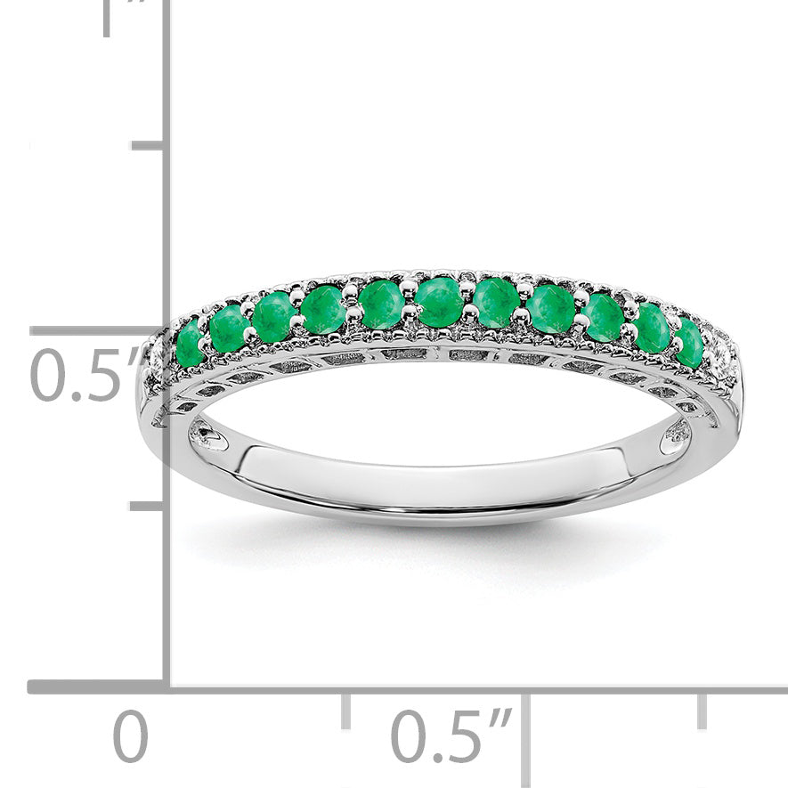 14k White Gold Emerald and Diamond Band