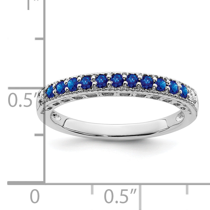 14k White Gold Sapphire and Diamond Band