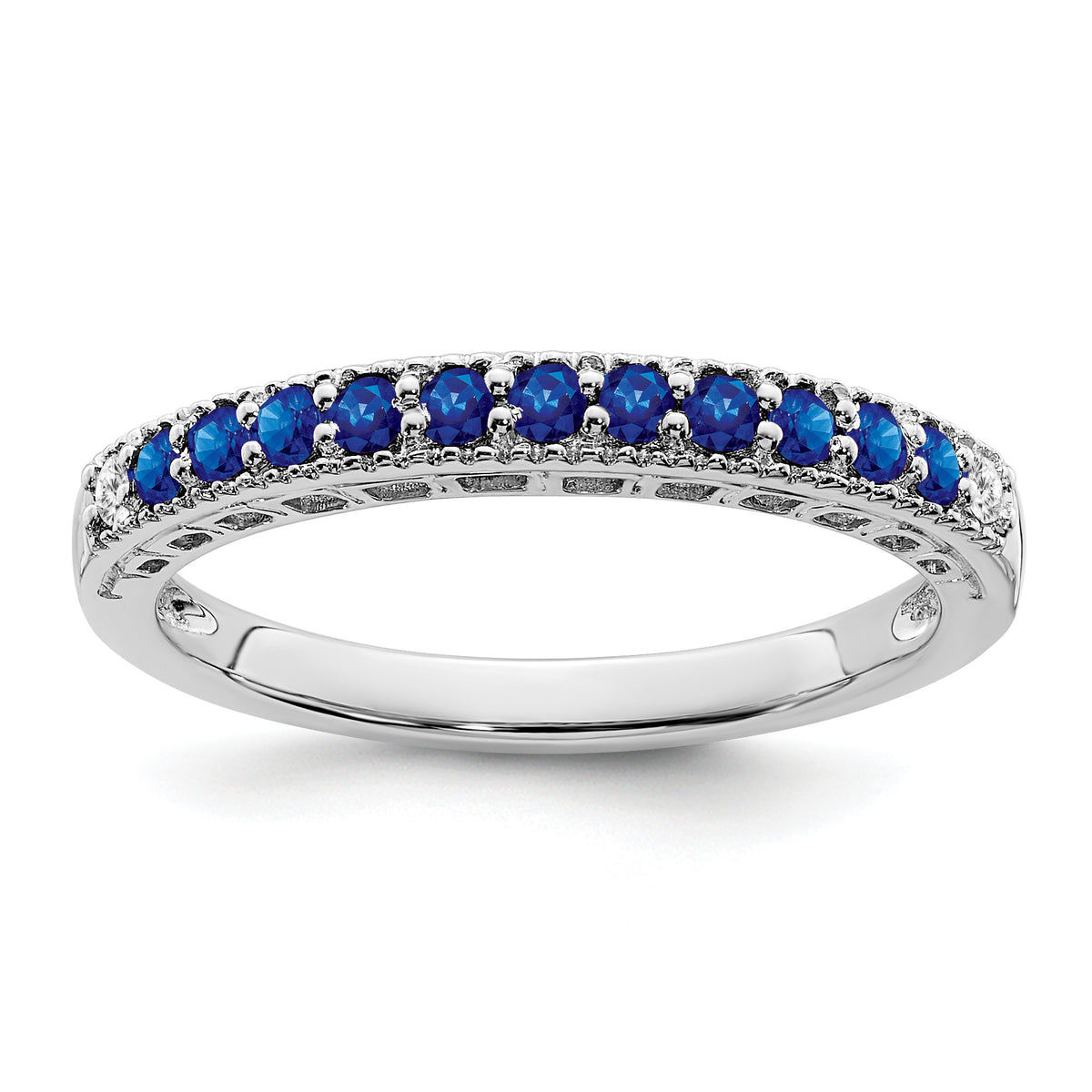 14k White Gold Sapphire and Diamond Band