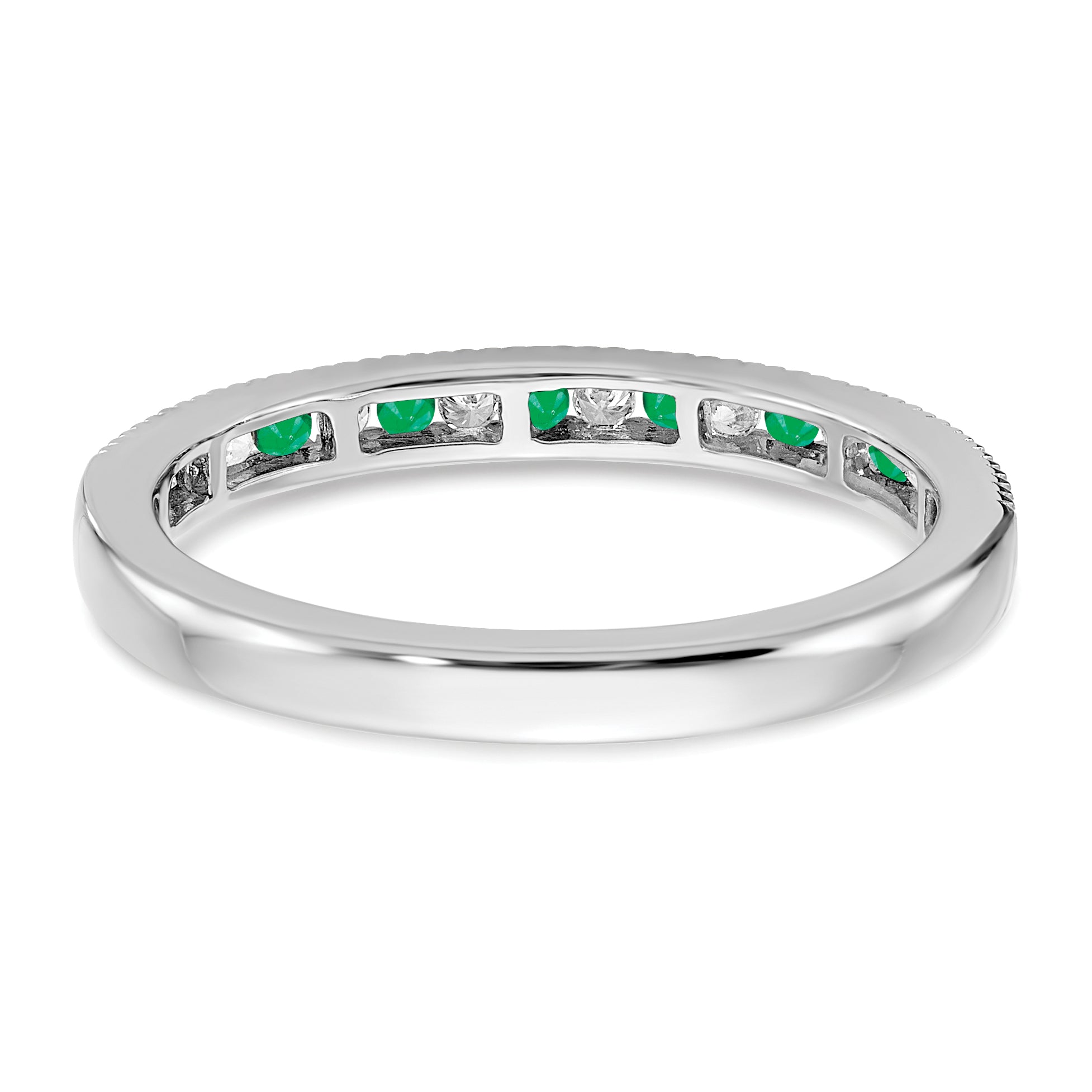 14k White Gold Emerald and Diamond Band