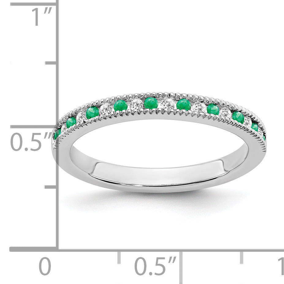 14k White Gold Emerald and Diamond Band