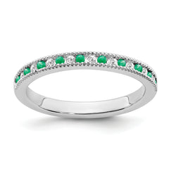 14k White Gold Emerald and Diamond Band