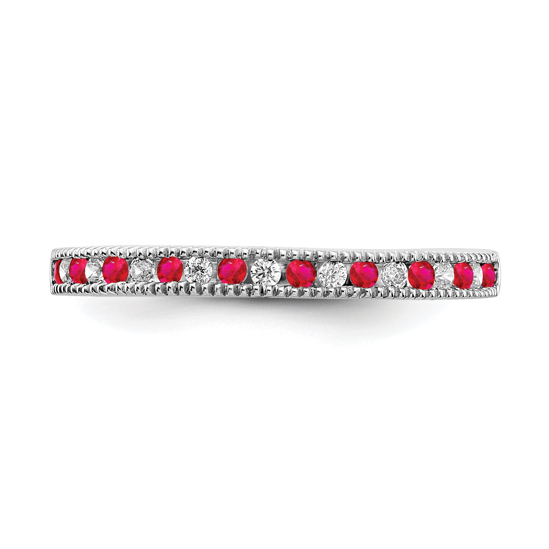 14k White Gold Ruby and Diamond Band