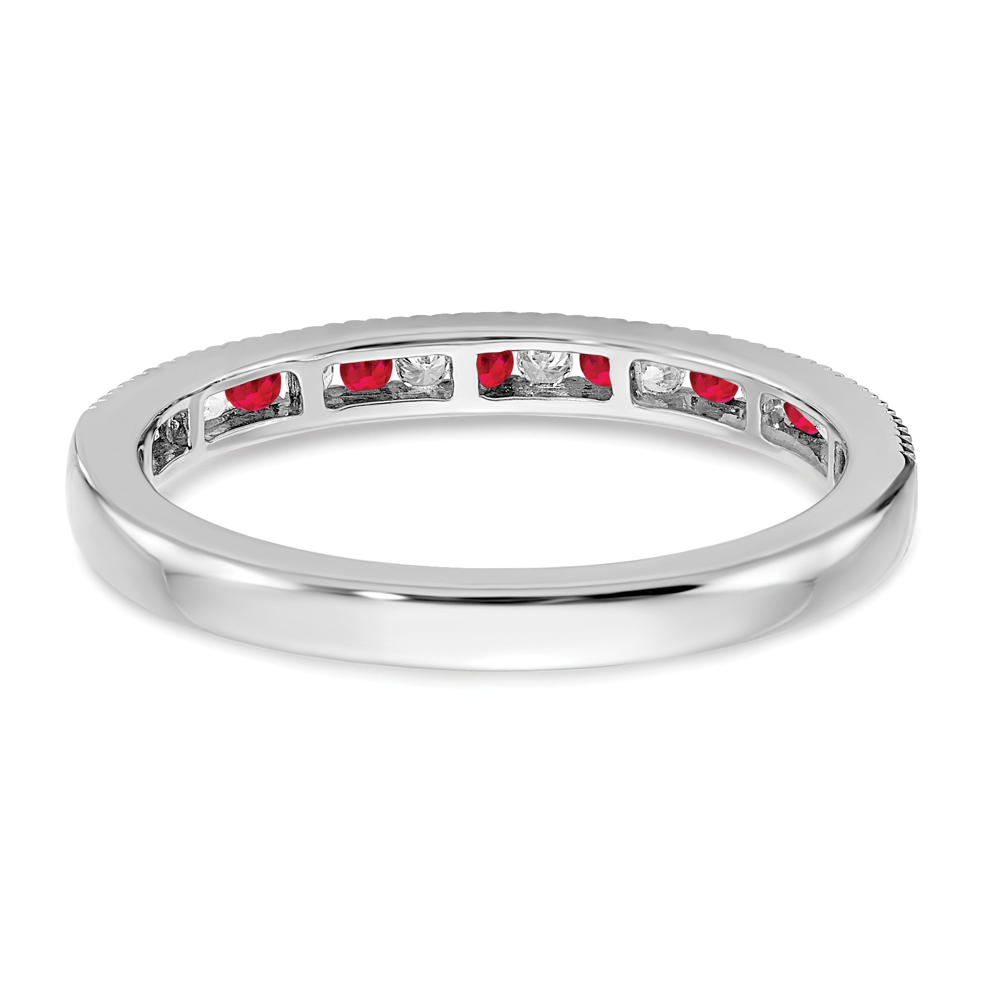 14k White Gold Ruby and Diamond Band