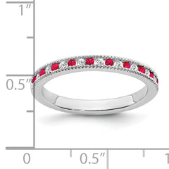 14k White Gold Ruby and Diamond Band