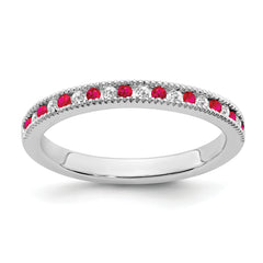 14k White Gold Ruby and Diamond Band