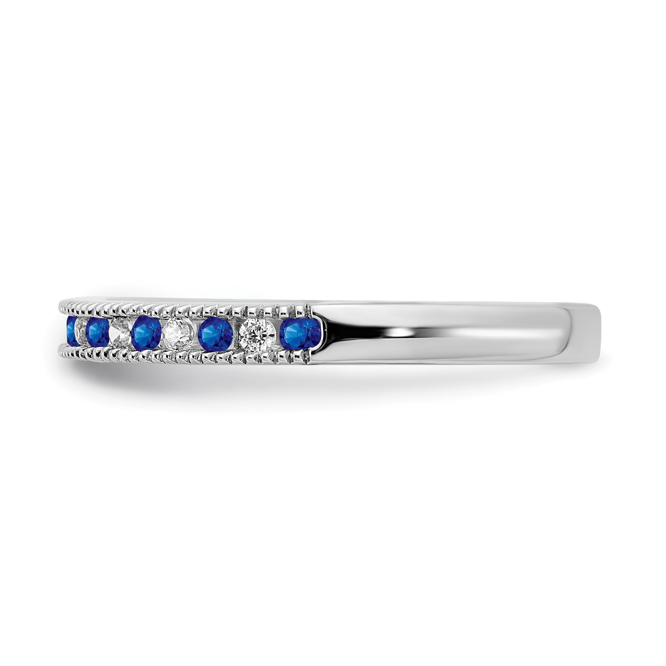 14k White Gold Sapphire and Diamond Band