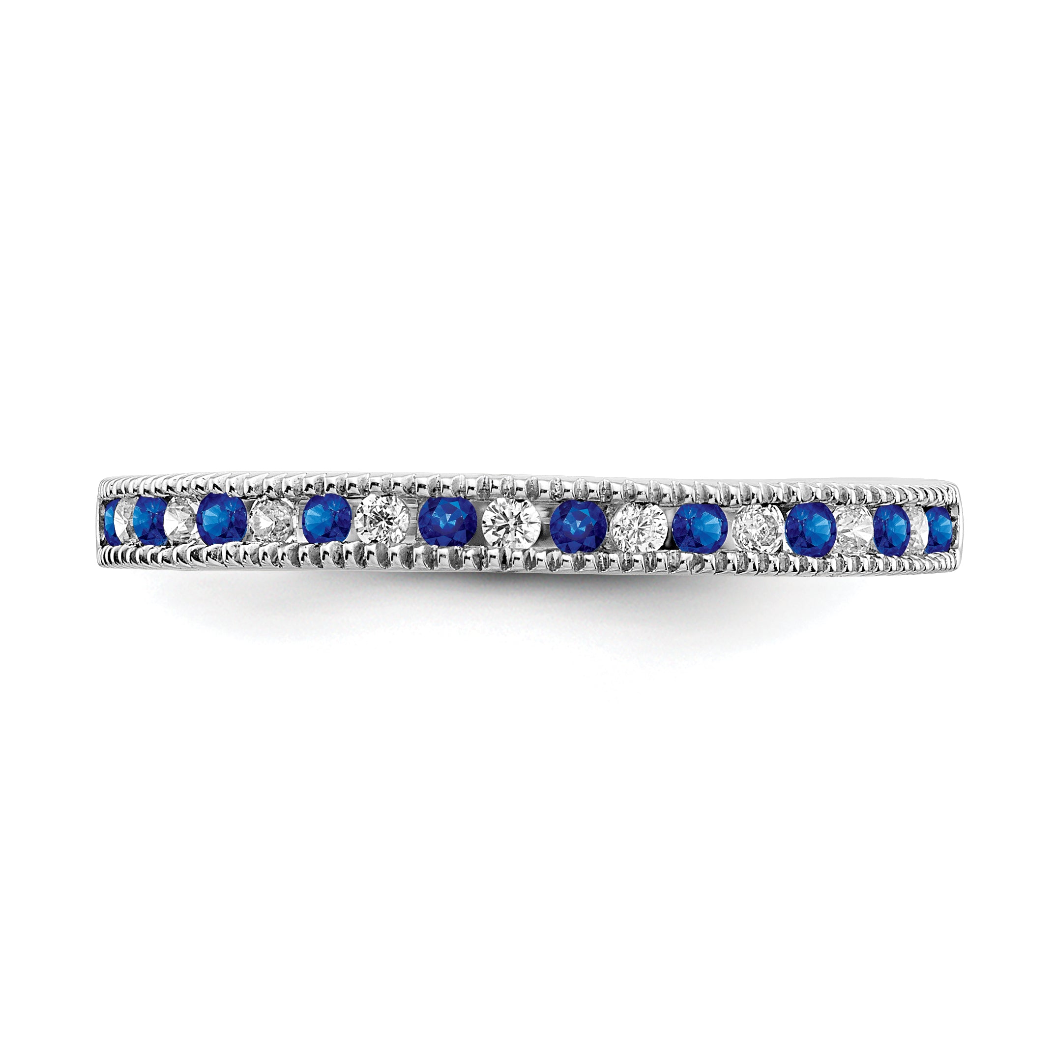 14k White Gold Sapphire and Diamond Band