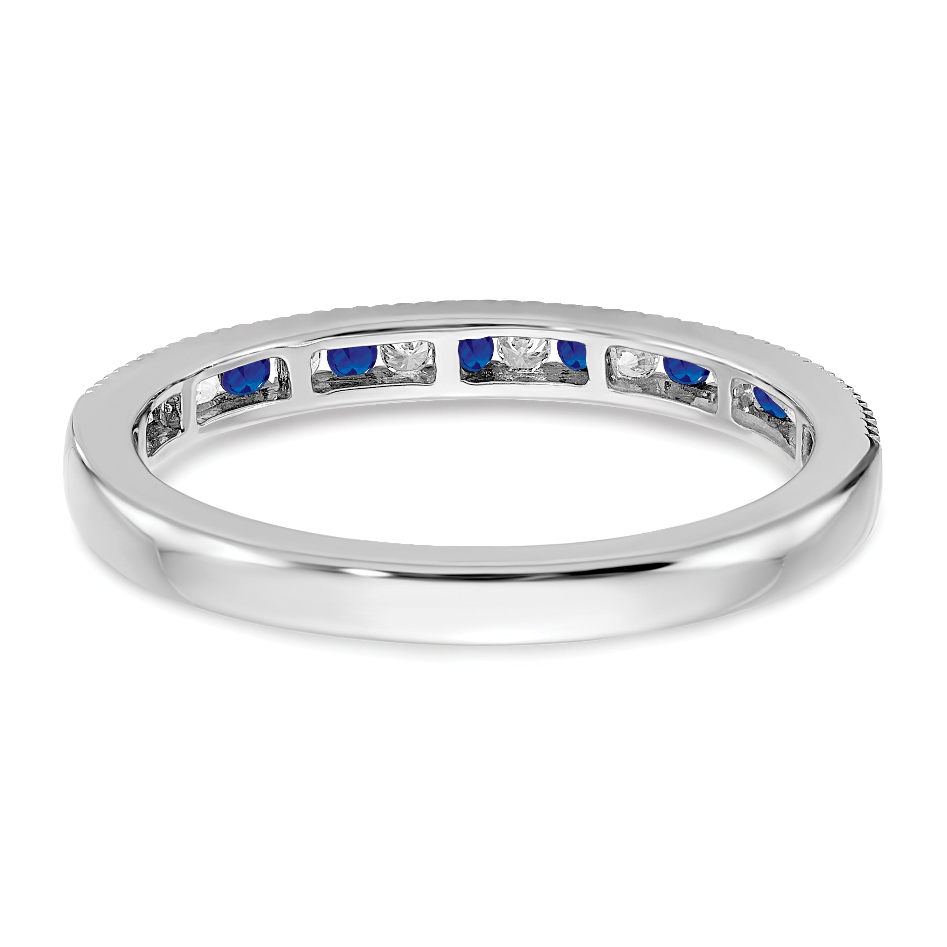 14k White Gold Sapphire and Diamond Band