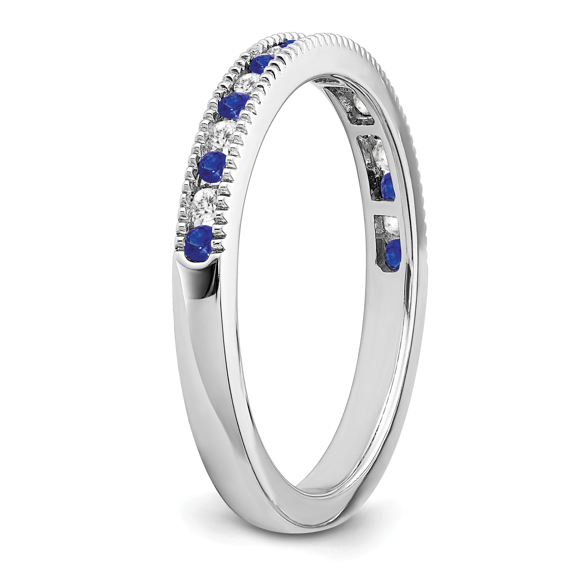 14k White Gold Sapphire and Diamond Band