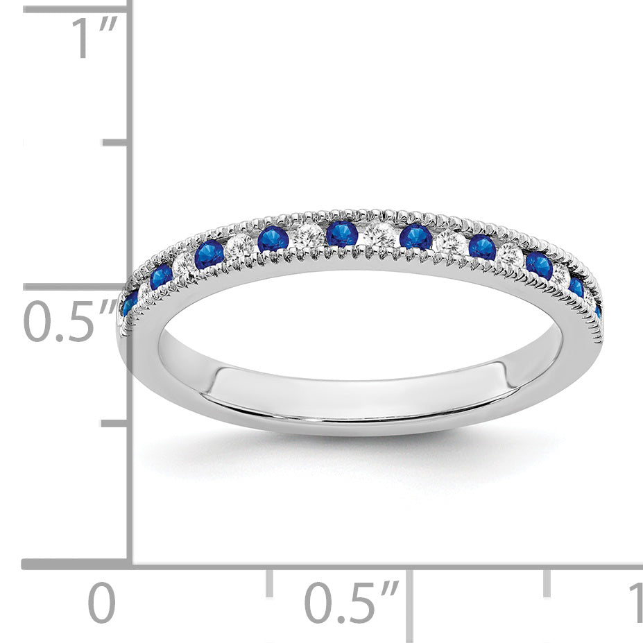 14k White Gold Sapphire and Diamond Band