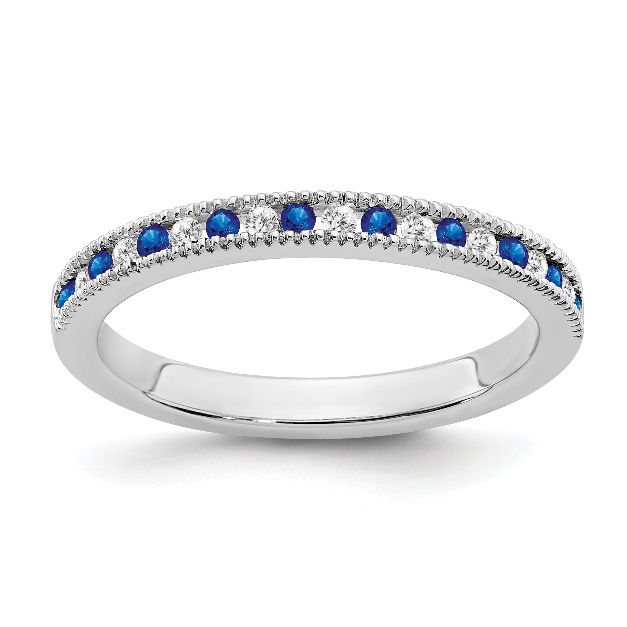 14k White Gold Sapphire and Diamond Band