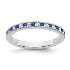 14k White Gold Sapphire and Diamond Band