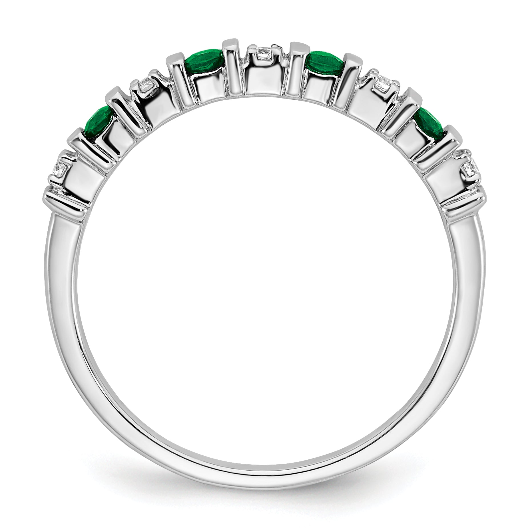 14k White Gold Emerald and Diamond Band