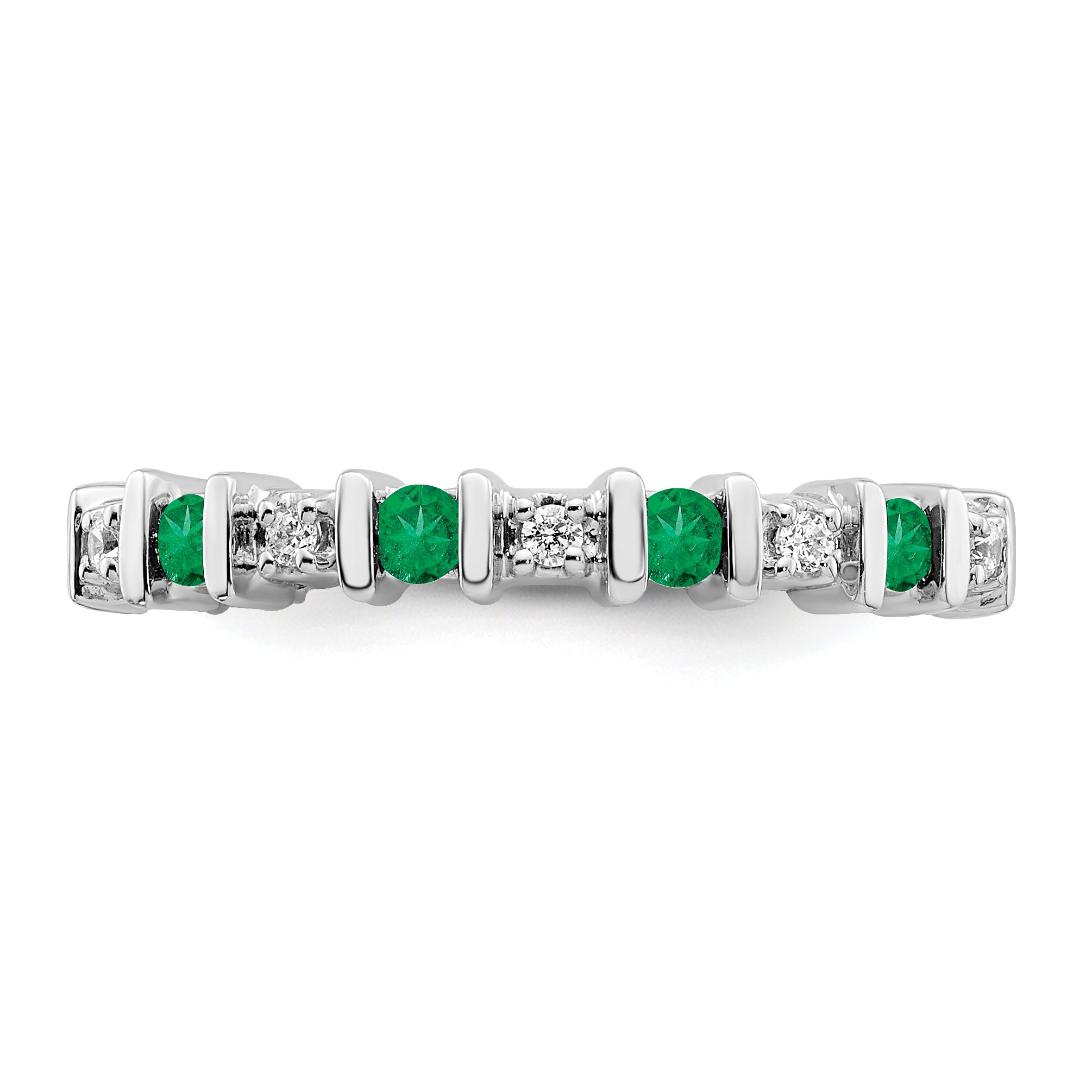 14k White Gold Emerald and Diamond Band