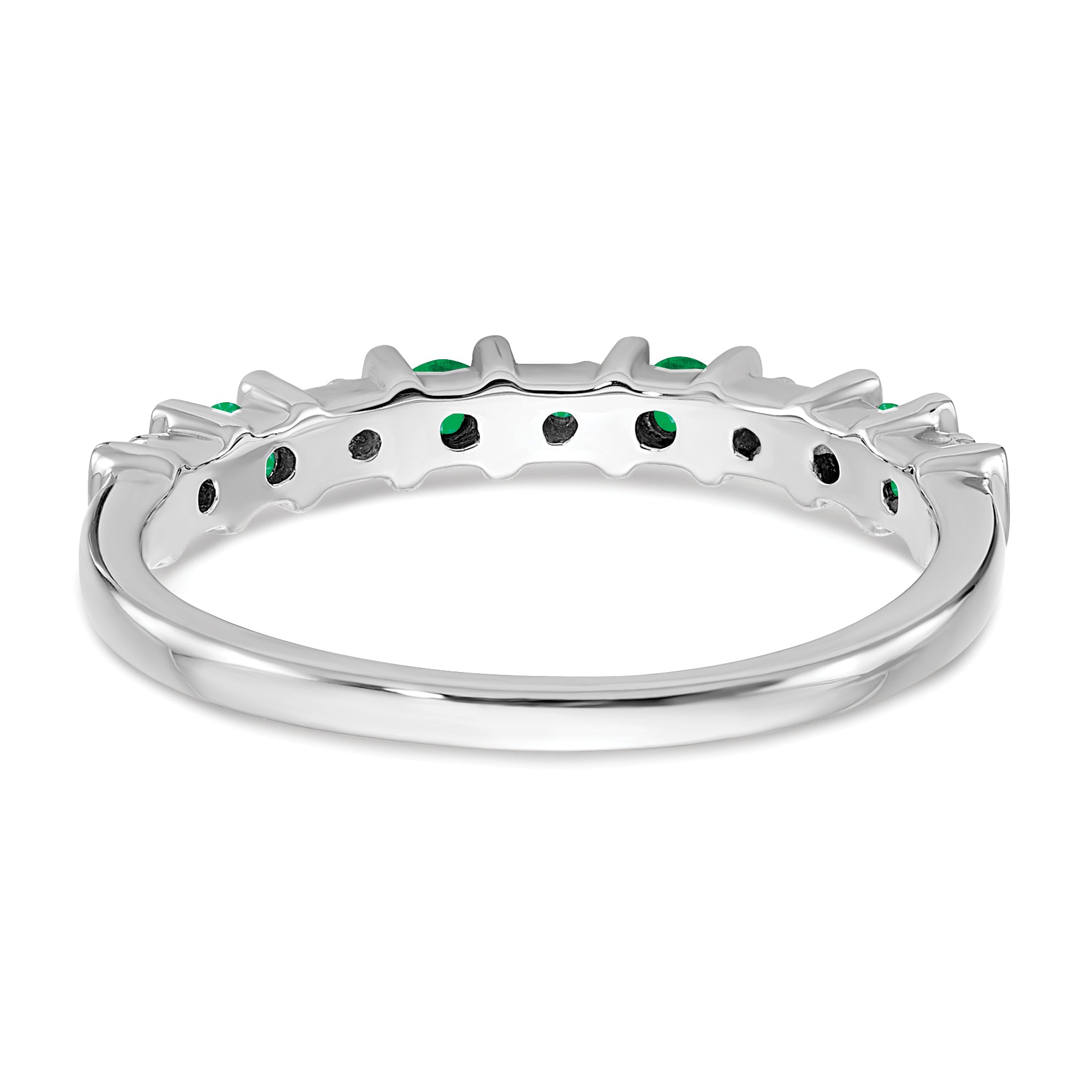 14k White Gold Emerald and Diamond Band