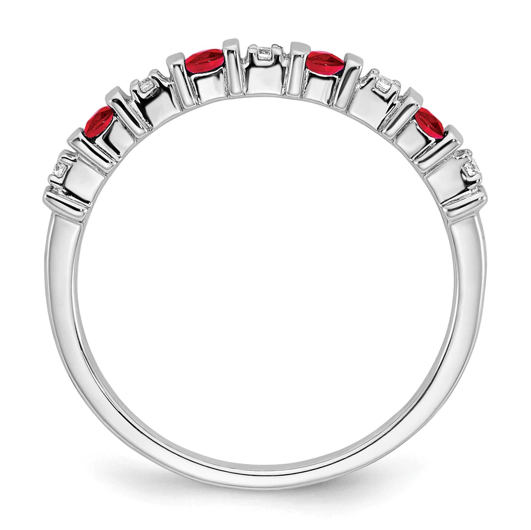 14k White Gold Ruby and Diamond Band