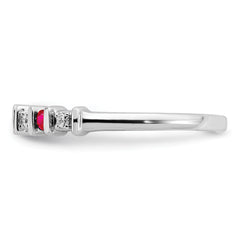 14k White Gold Ruby and Diamond Band