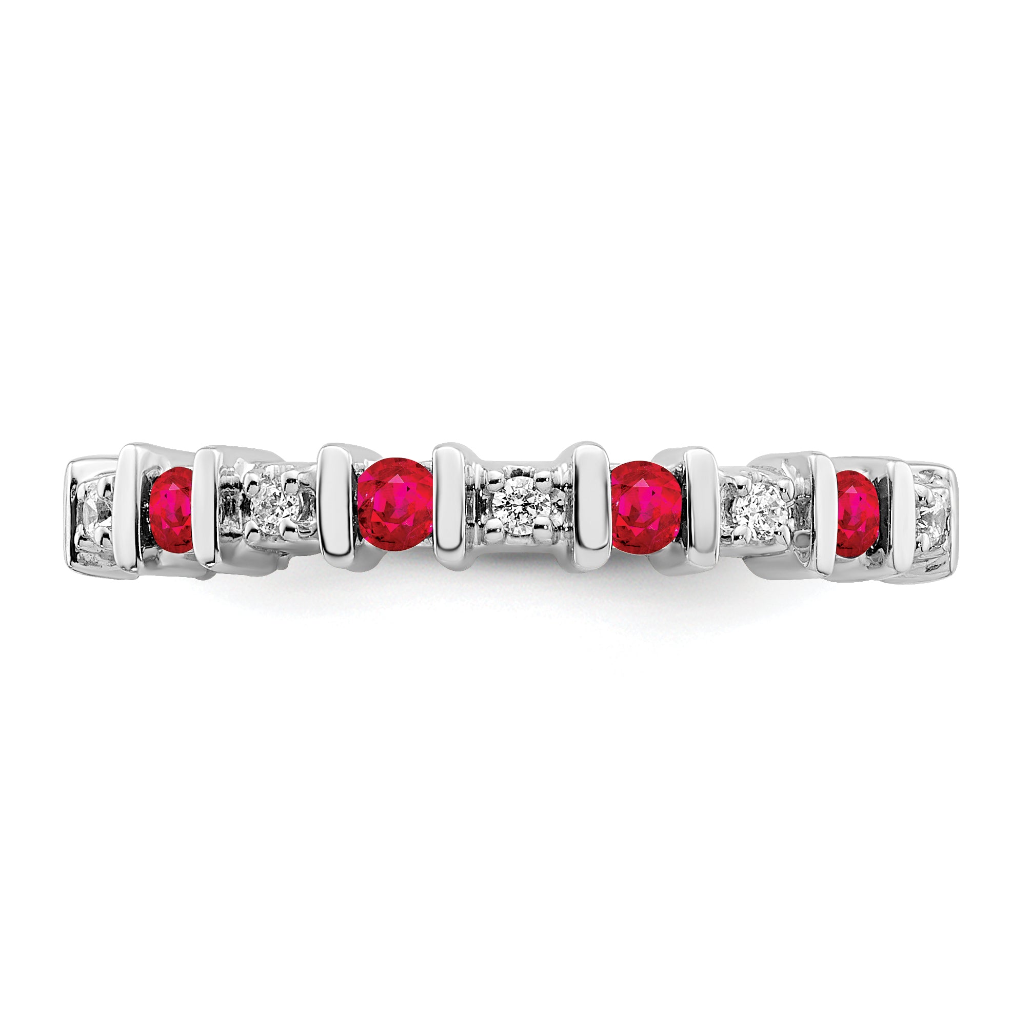 14k White Gold Ruby and Diamond Band