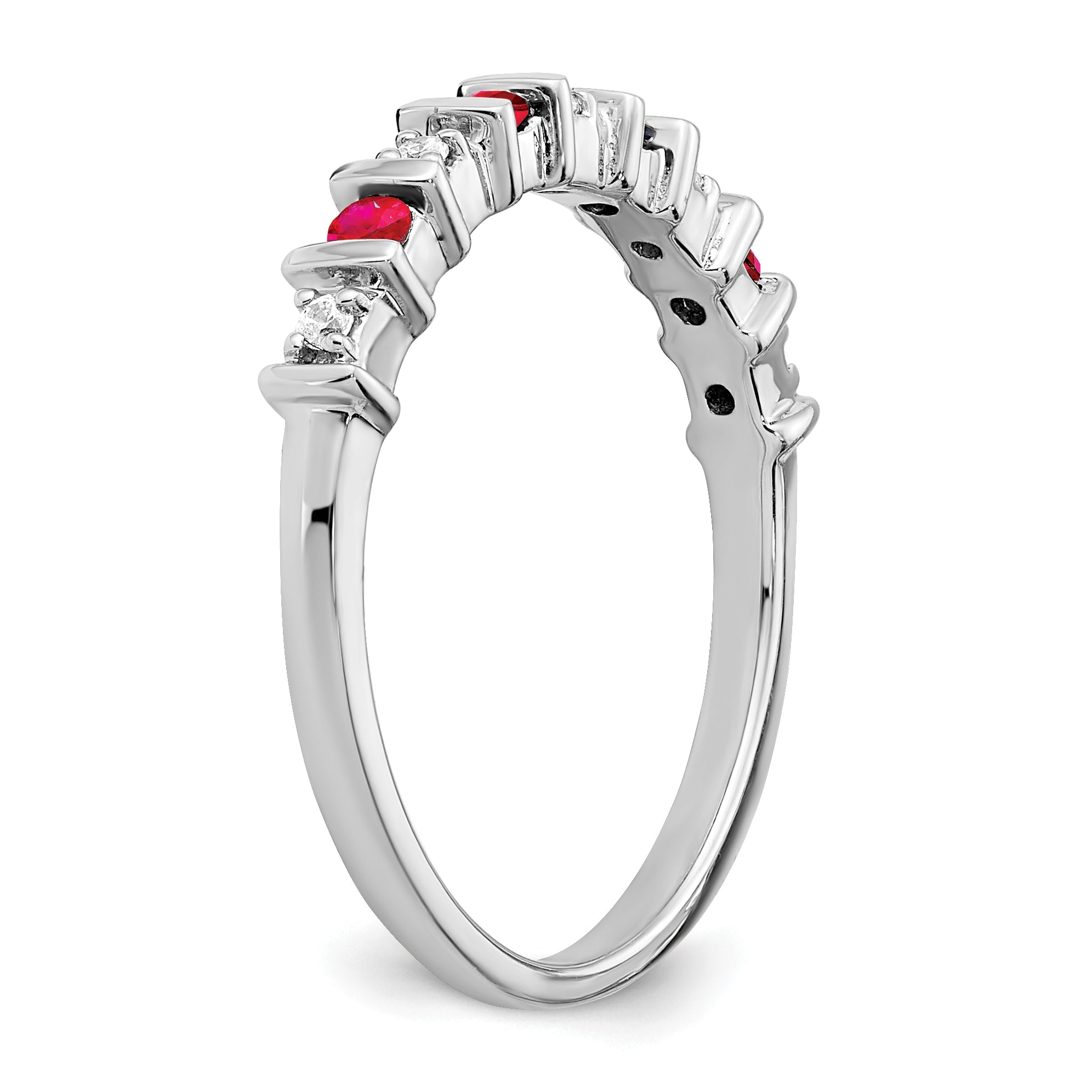 14k White Gold Ruby and Diamond Band