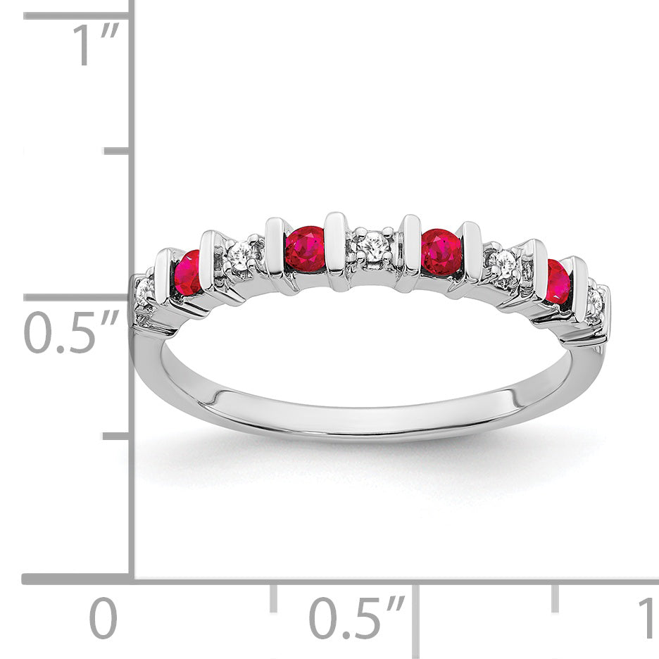 14k White Gold Ruby and Diamond Band