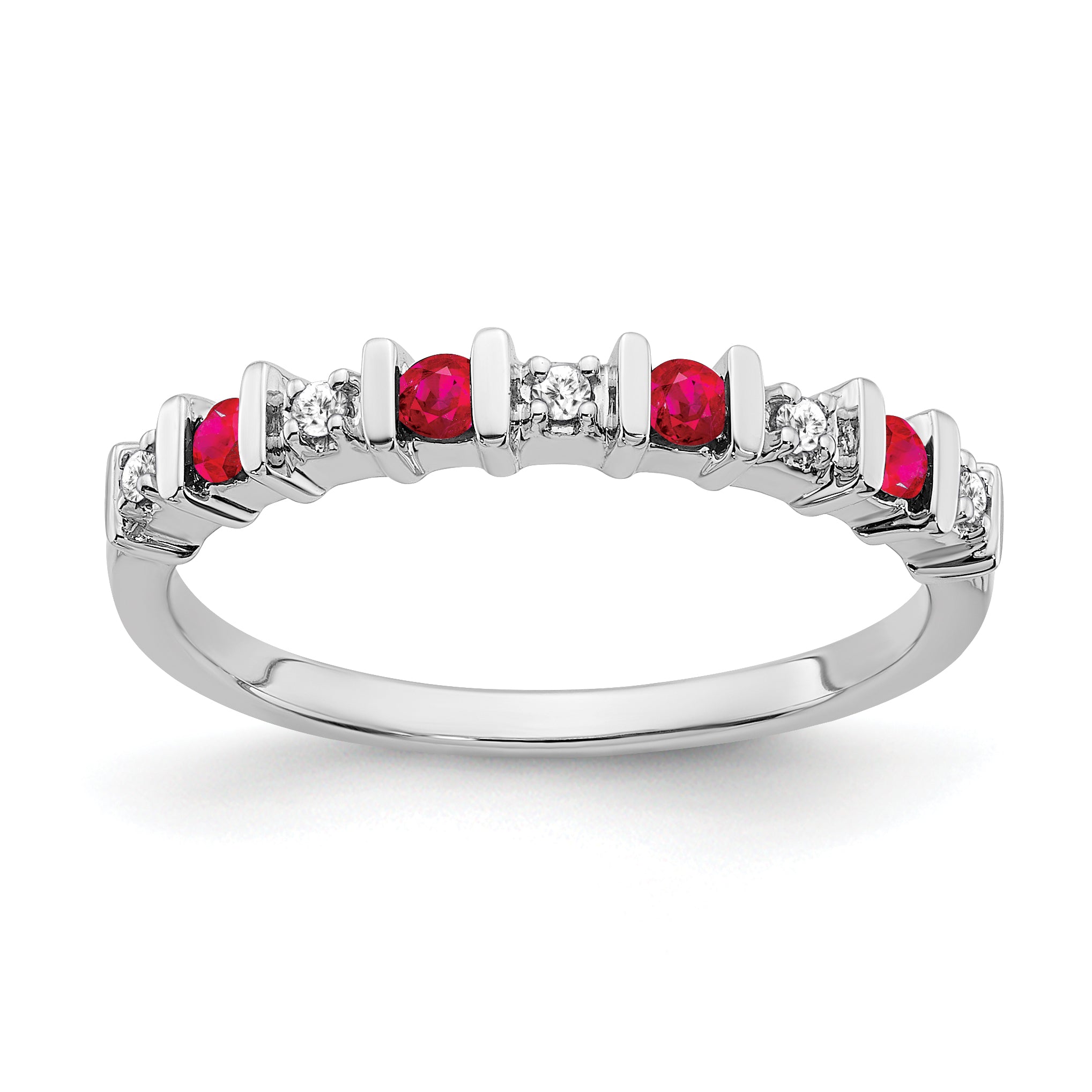 14k White Gold Ruby and Diamond Band