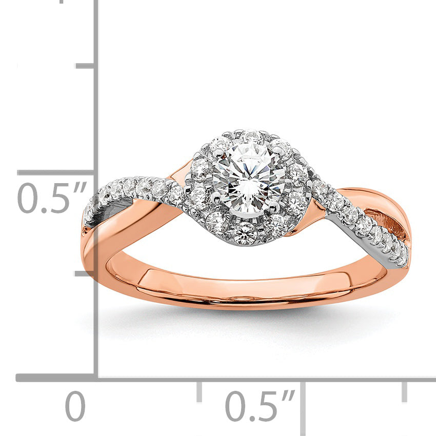 10K Two-Tone Lab Grown Diamond VS/SI GH, Halo Complete Engagement Ri