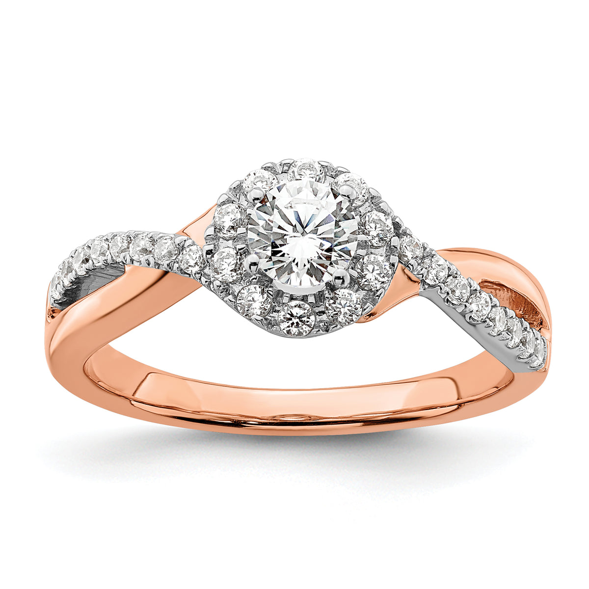 14K Two-Tone Lab Grown Diamond VS/SI GH, Halo Complete Ring