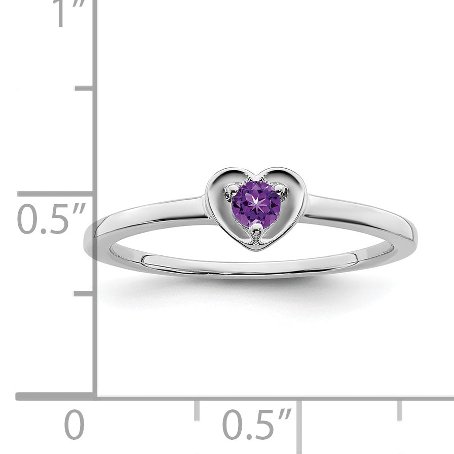 10k White Gold Amethyst Heart Ring