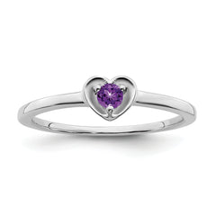 10k White Gold Amethyst Heart Ring