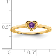 10k Yellow Gold Amethyst Heart Ring