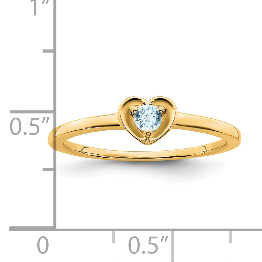 10k Yellow Gold Aquamarine Heart Ring