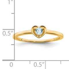 10k Yellow Gold Aquamarine Heart Ring